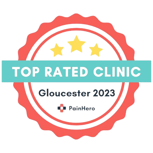 Top Rated Clinic Gloucester 2023 award pain hero badge